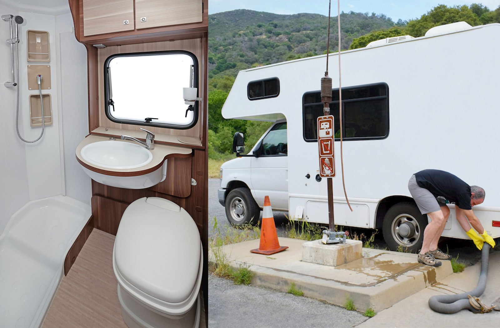 Portable RV/camper toilet and holding tank setup in Statesville, North Carolina