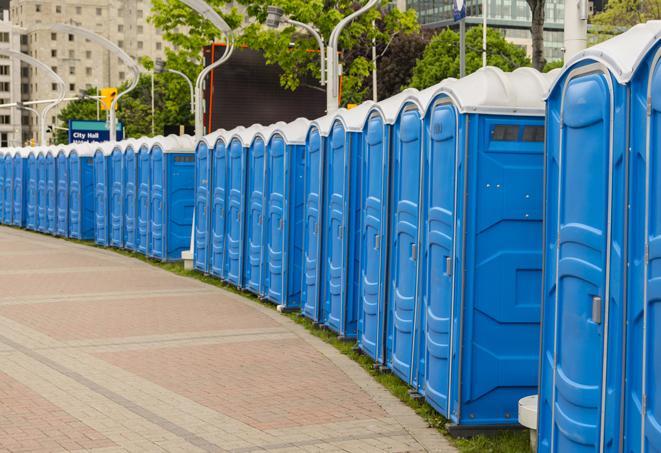 Seasonal porta potty units set up at a Statesville, North Carolina venue